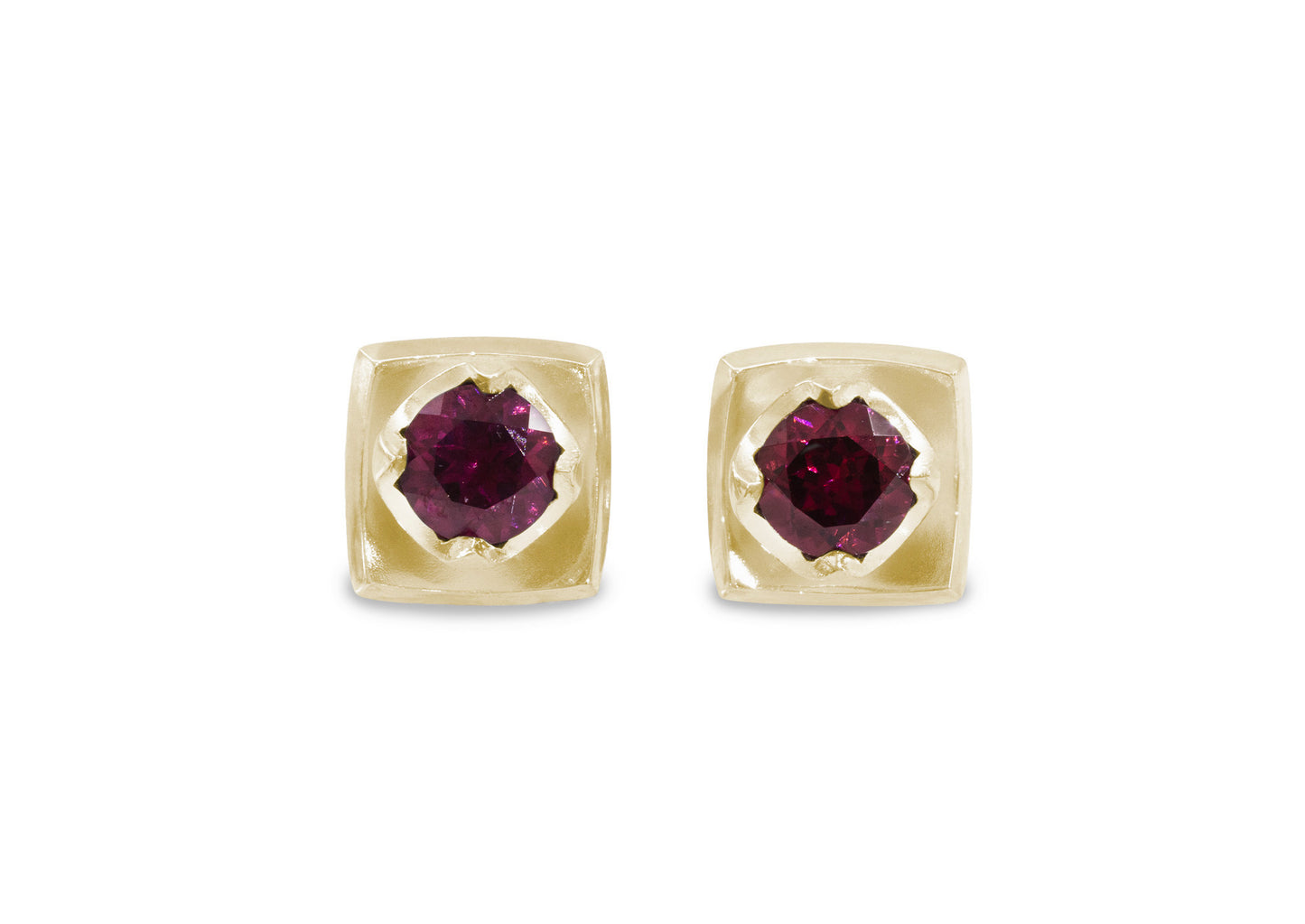 Flower Gemstone Earrings, Yellow Gold