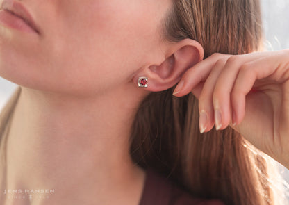 Flower Gemstone Earrings, Sterling Silver
