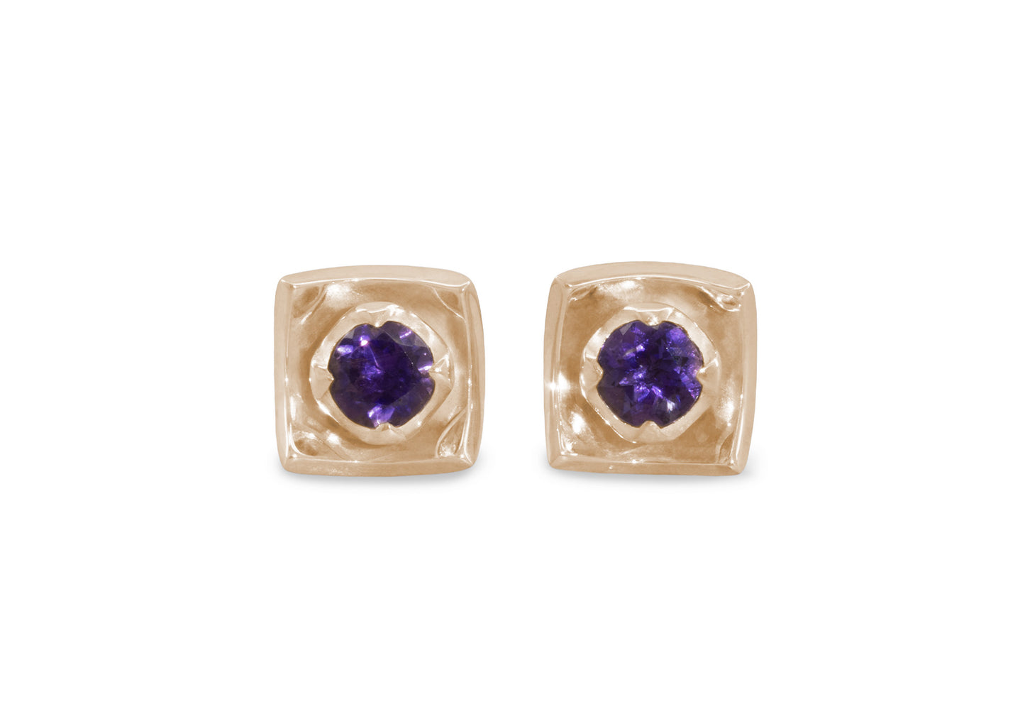 Flower Gemstone Earrings, Red Gold