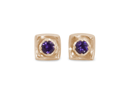 Flower Gemstone Earrings, Red Gold