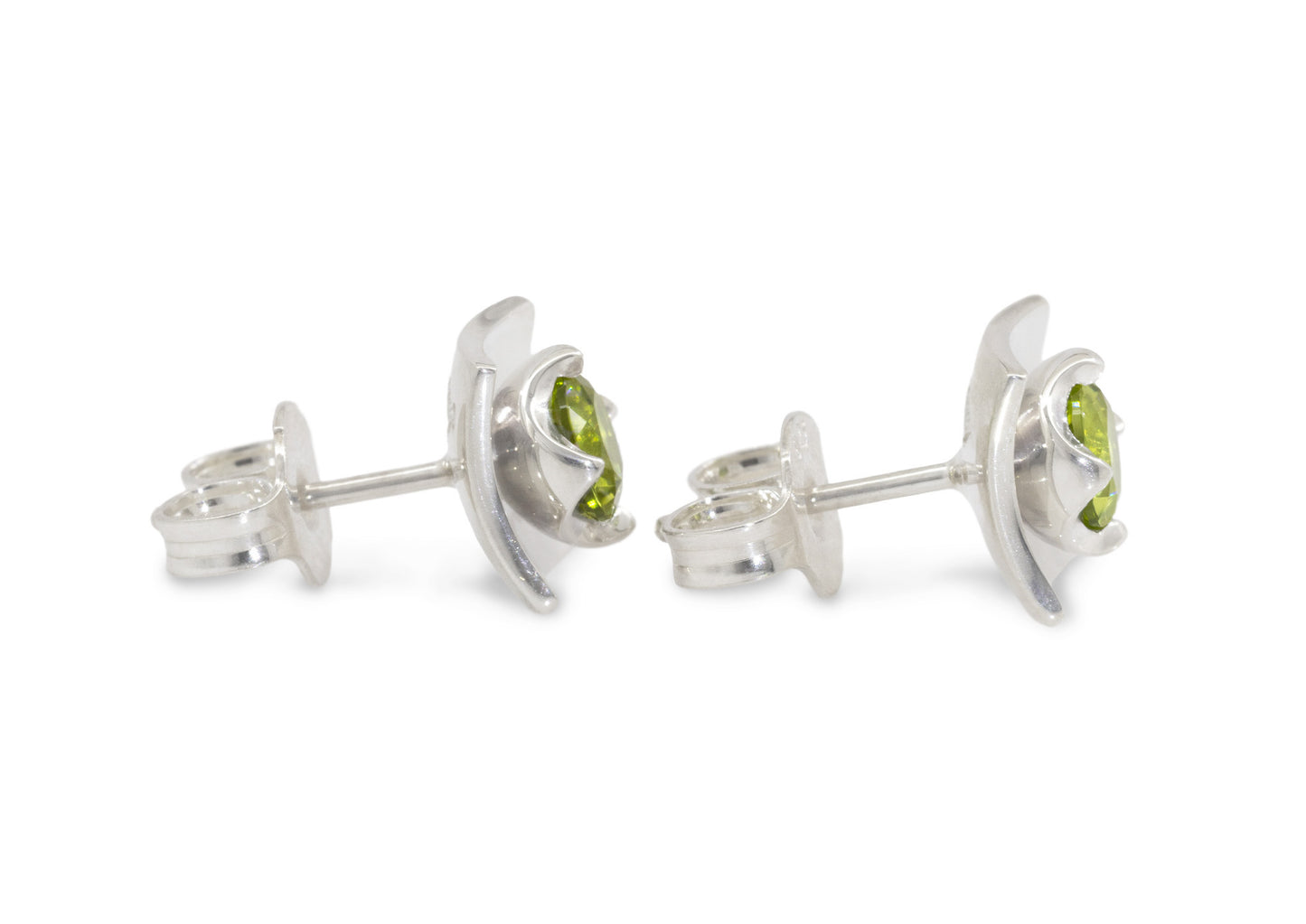 Flower Gemstone Earrings, Sterling Silver