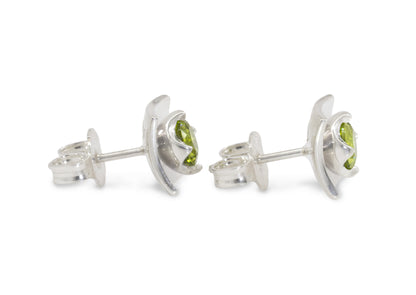 Flower Gemstone Earrings, Sterling Silver