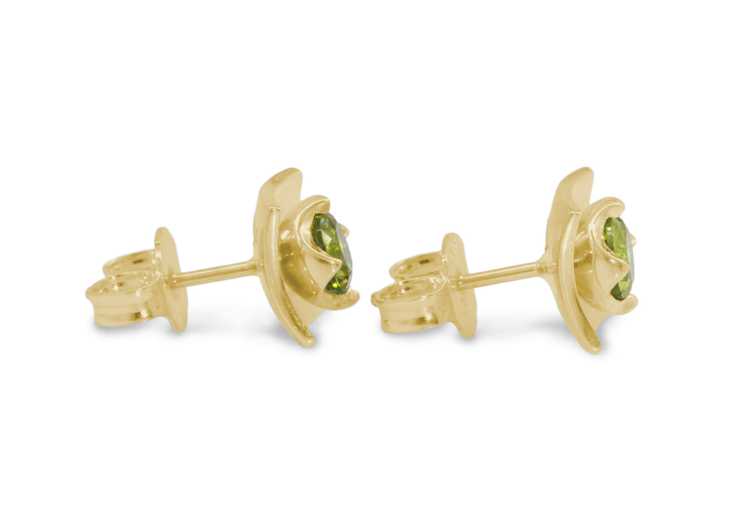 Flower Gemstone Earrings, Yellow Gold