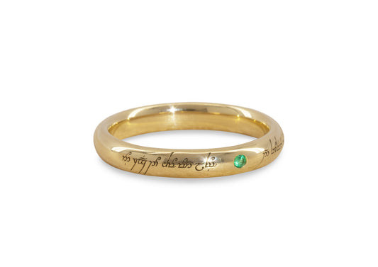 Emerald-Set Petite Replica Ring, Yellow Gold
