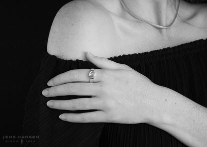 Emerald cut Gemstone Ring, Sterling Silver