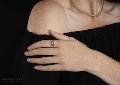 Emerald cut Gemstone Ring, Yellow Gold
