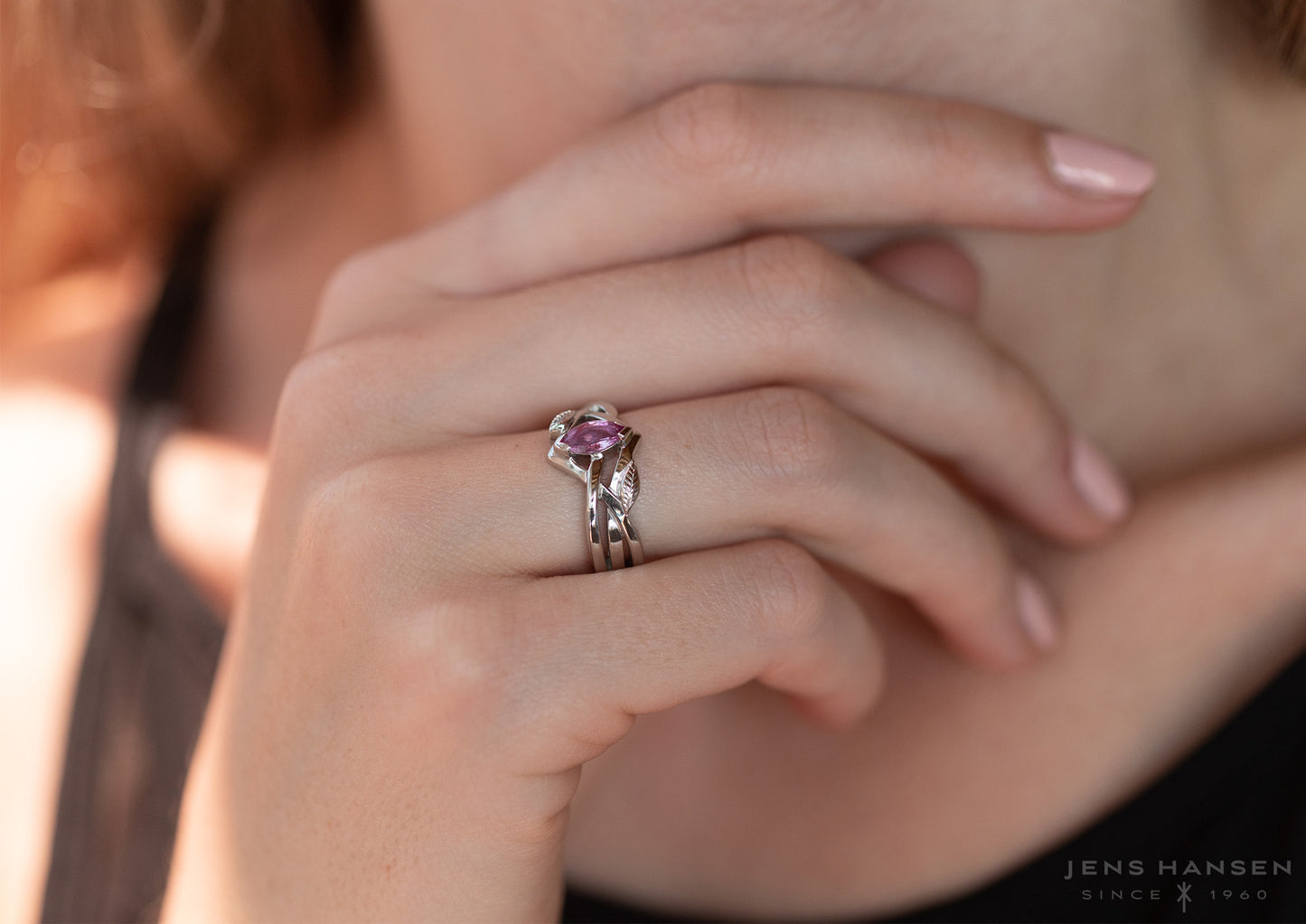 Marquise Gemstone Elvish Woodland Ring, Sterling Silver