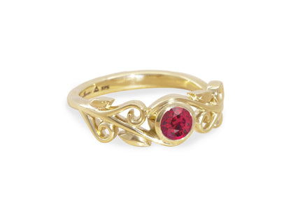 Precious Gemstone Elvish Vine Ring, Yellow Gold
