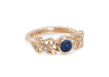 Precious Gemstone Elvish Vine Ring, Red Gold