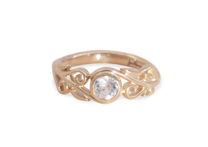 Diamond Elvish Vine Ring, Red Gold