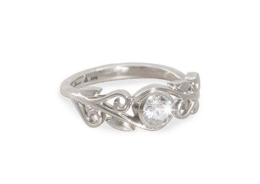 Diamond Elvish Vine Ring, White Gold & Platinum