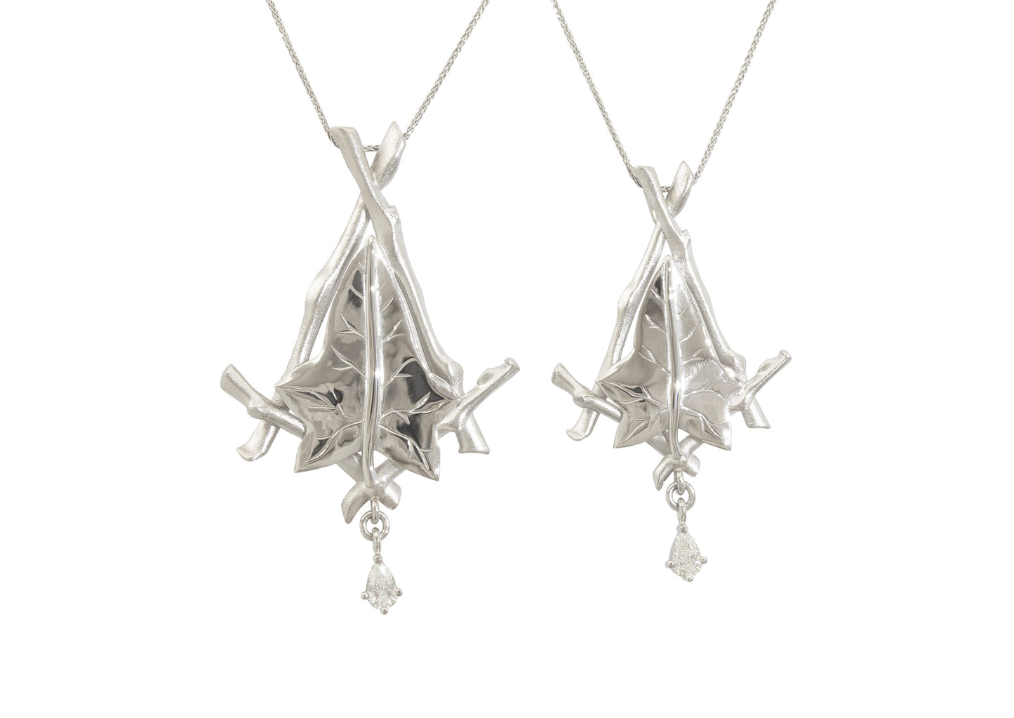 Elven Leaf Pendants, Platinum
