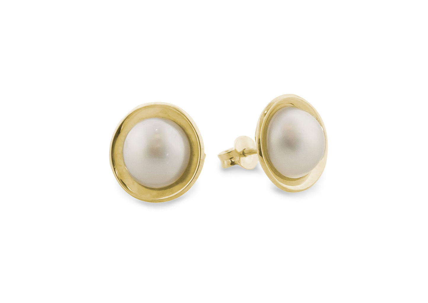 Mabe Pearl Earrings, Yellow Gold