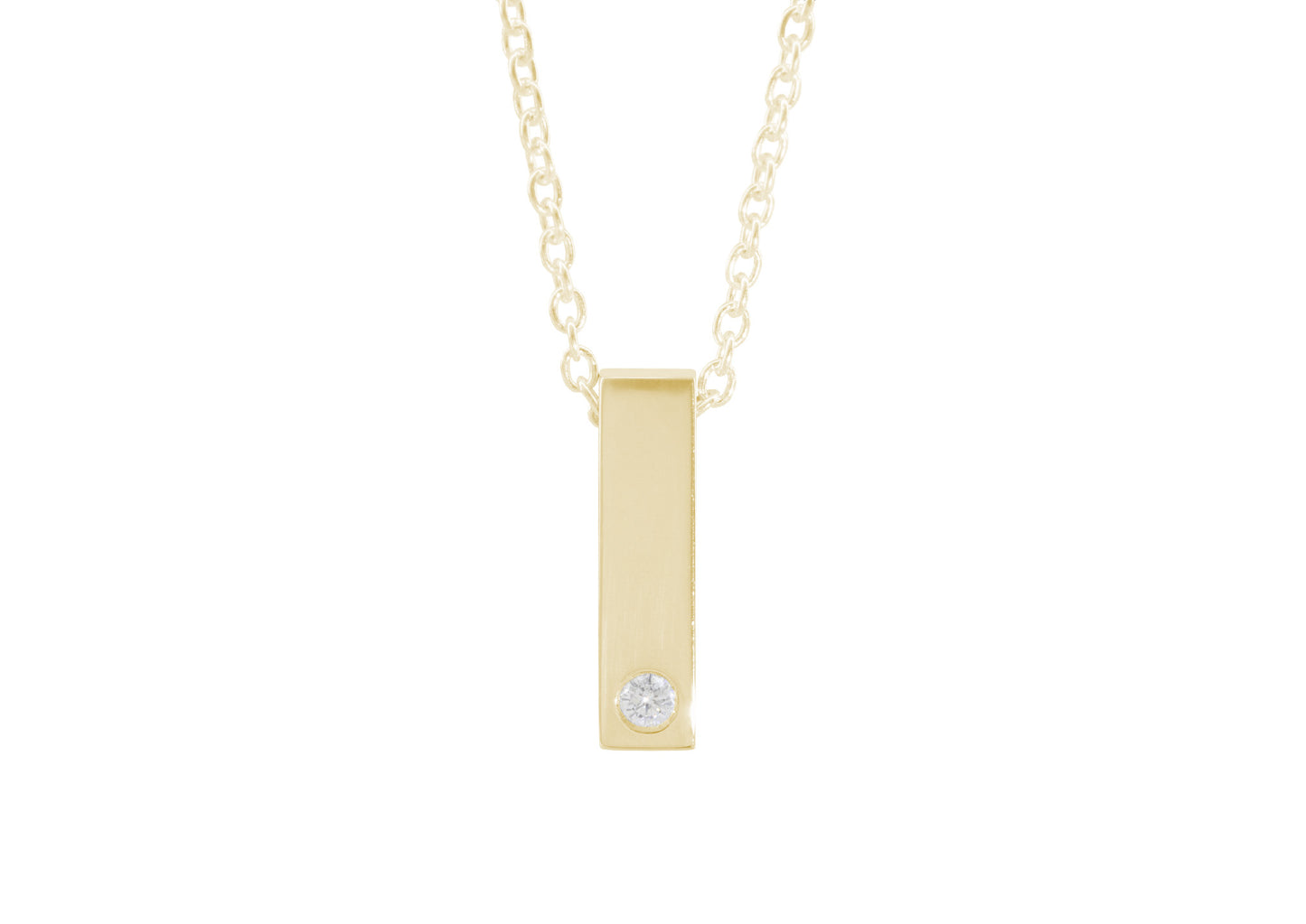 Rectangle Love Stories Diamond Pendant, Yellow Gold