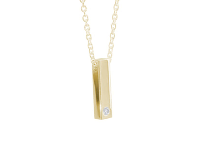 Rectangle Love Stories Diamond Pendant, Yellow Gold