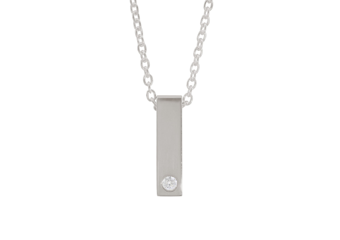 Rectangle Love Stories Diamond Pendant, White Gold