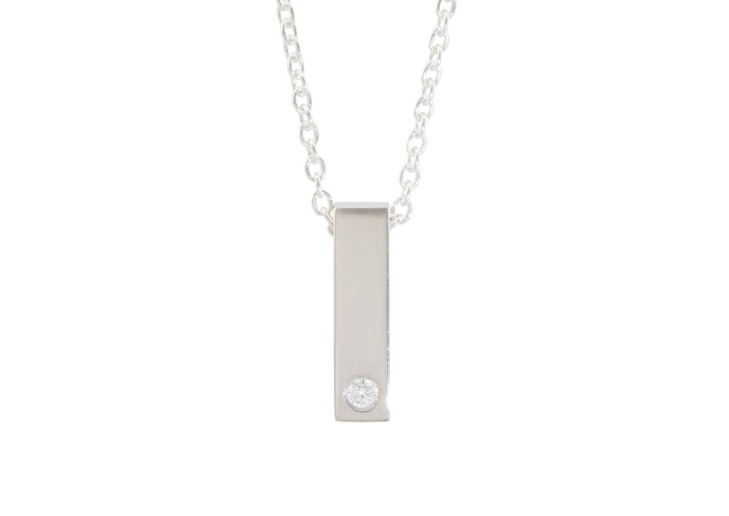Rectangle Love Stories Diamond Pendant, Sterling Silver