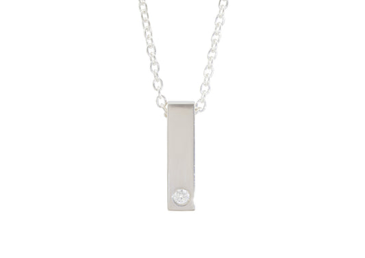Rectangle Love Stories Diamond Pendant, Sterling Silver