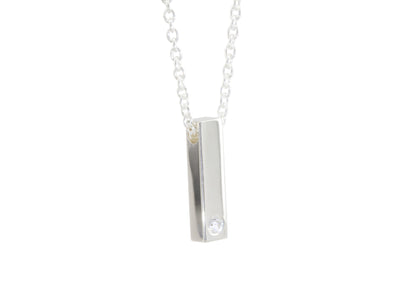 Rectangle Love Stories Diamond Pendant, Sterling Silver