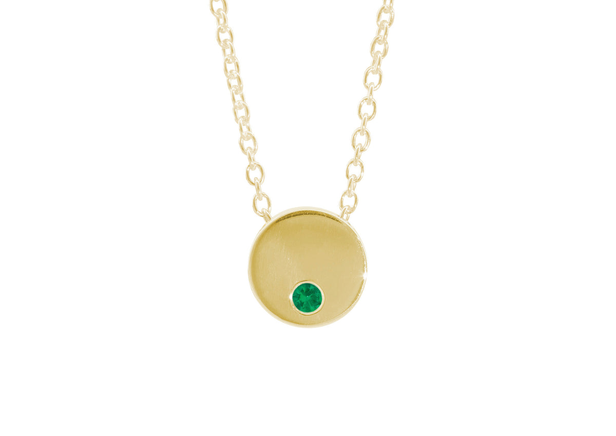 Round Love Stories Precious Gemstone Pendant, Yellow Gold