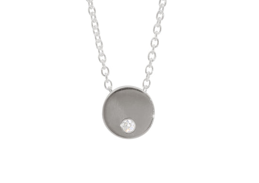 Round Love Stories Diamond Pendant, White Gold