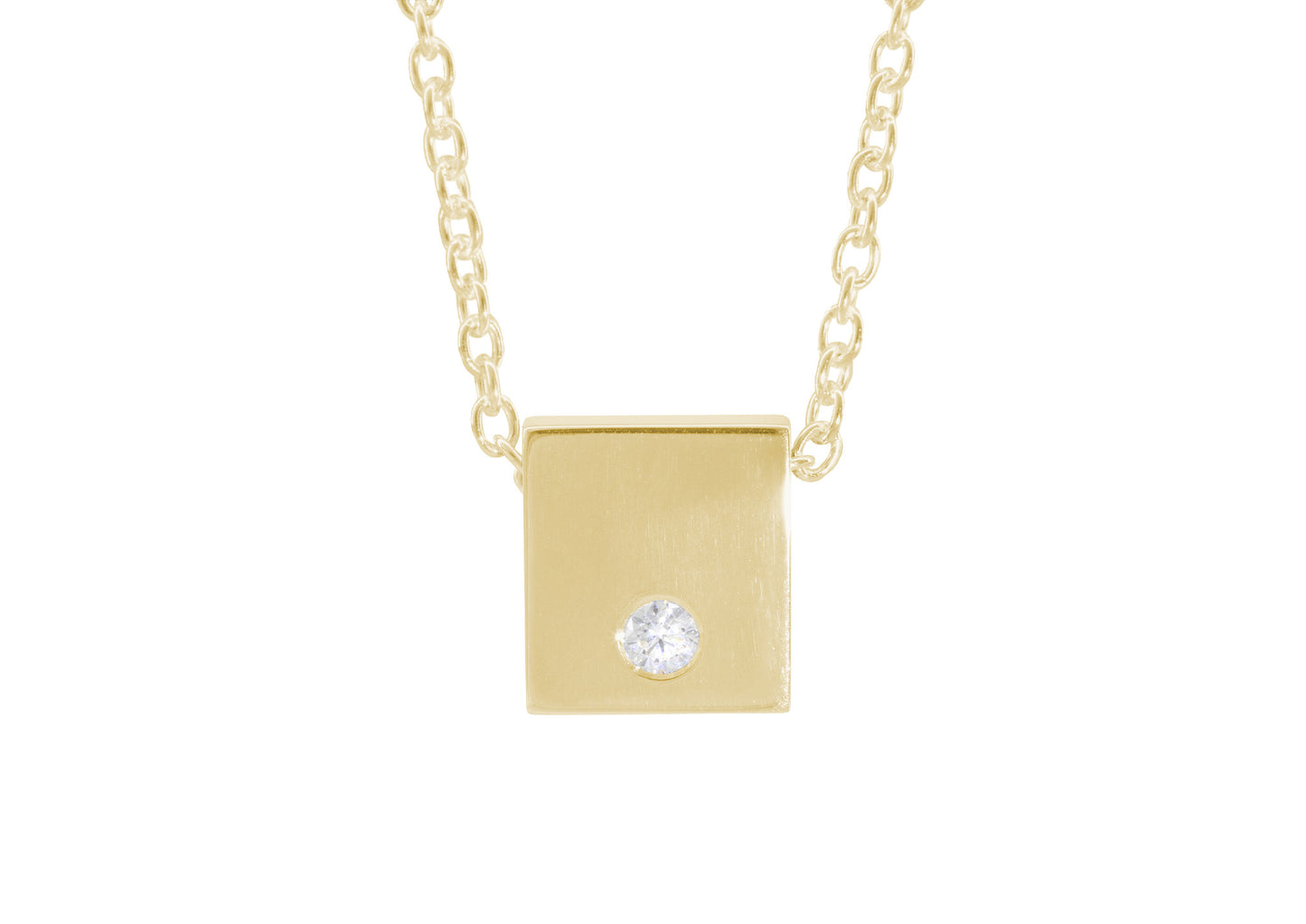 Square Love Stories Diamond Pendant, Yellow Gold