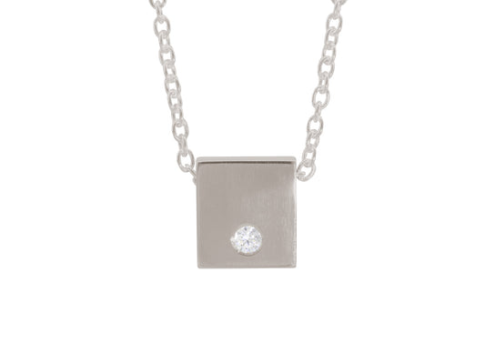 Square Love Stories Diamond Pendant, White Gold