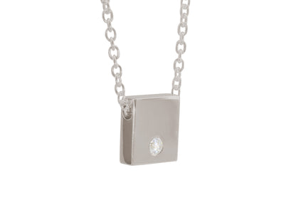 Square Love Stories Diamond Pendant, White Gold
