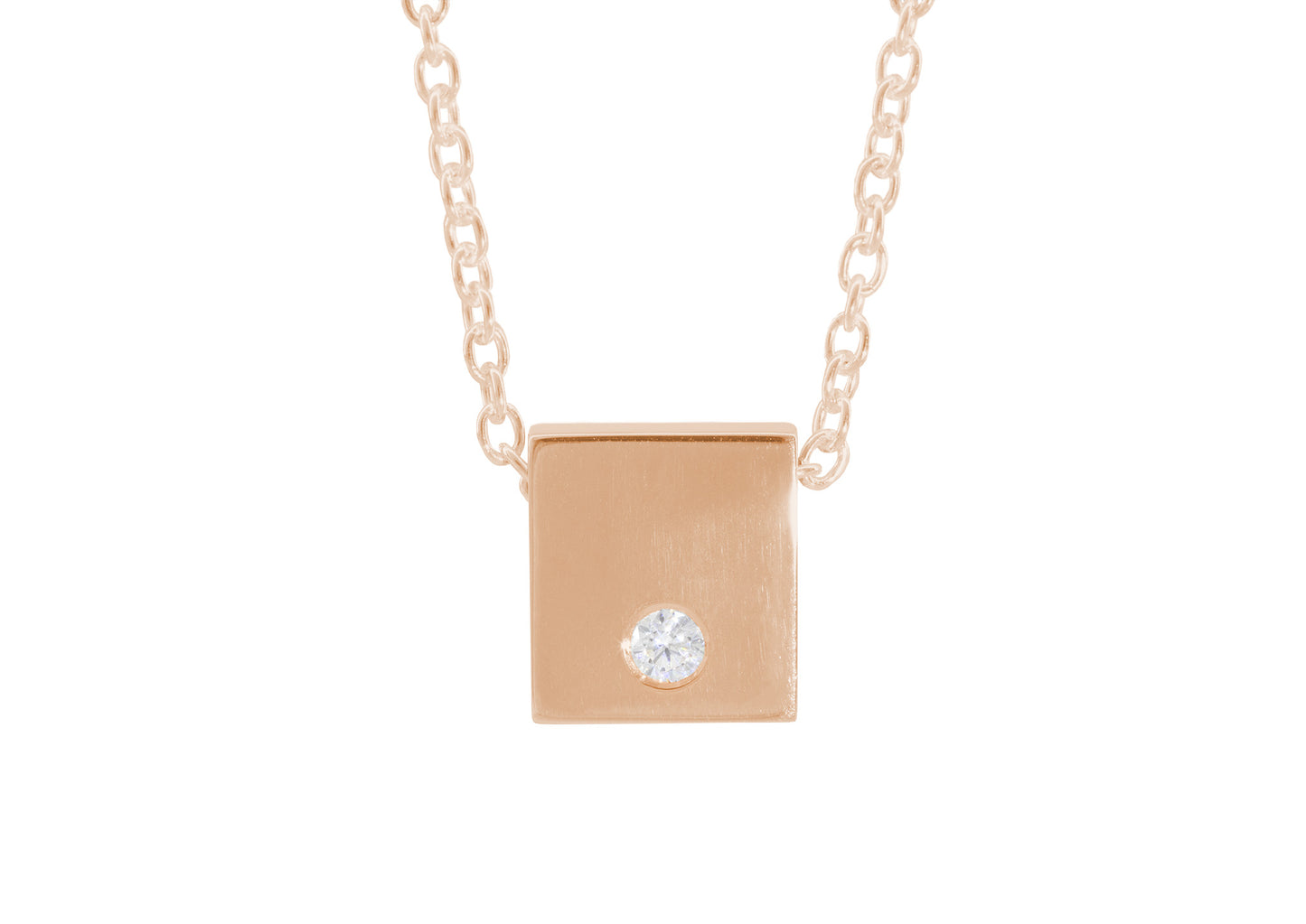 Square Love Stories Diamond Pendant, Red Gold