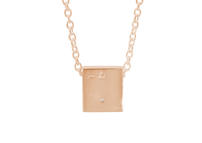 Square Love Stories Diamond Pendant, Red Gold
