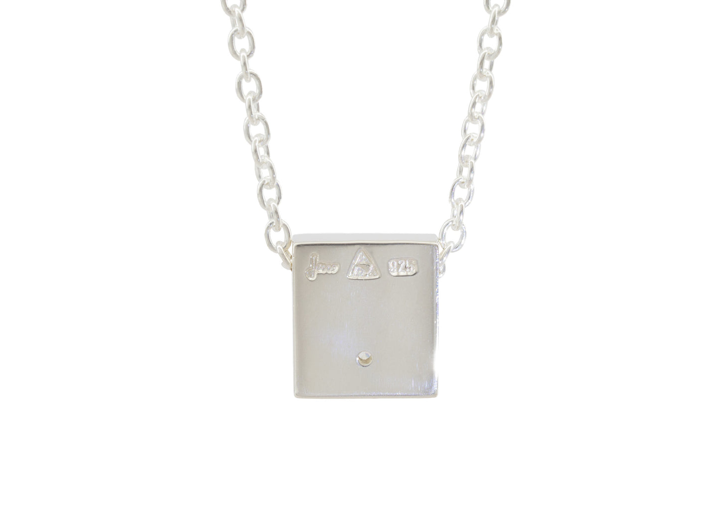 Square Love Stories Diamond Pendant, Sterling Silver