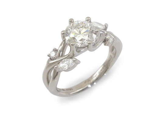 5 Stone Elvish Engagement Ring, Platinum