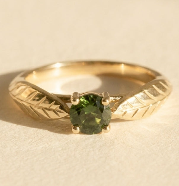 gallery-cover | Green Sapphire Leaf Ring, Yellow Gold
