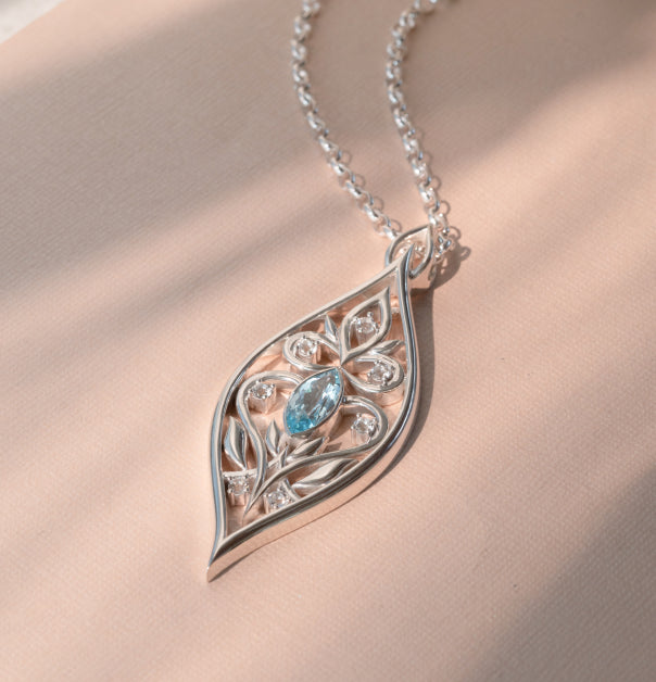 gallery-cover | Intricate Marquise Vine Pendant, Sterling Silver