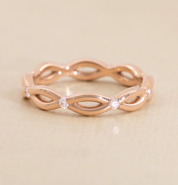 gallery-cover | Custom Plaited Diamond Wedding Band, Red Gold