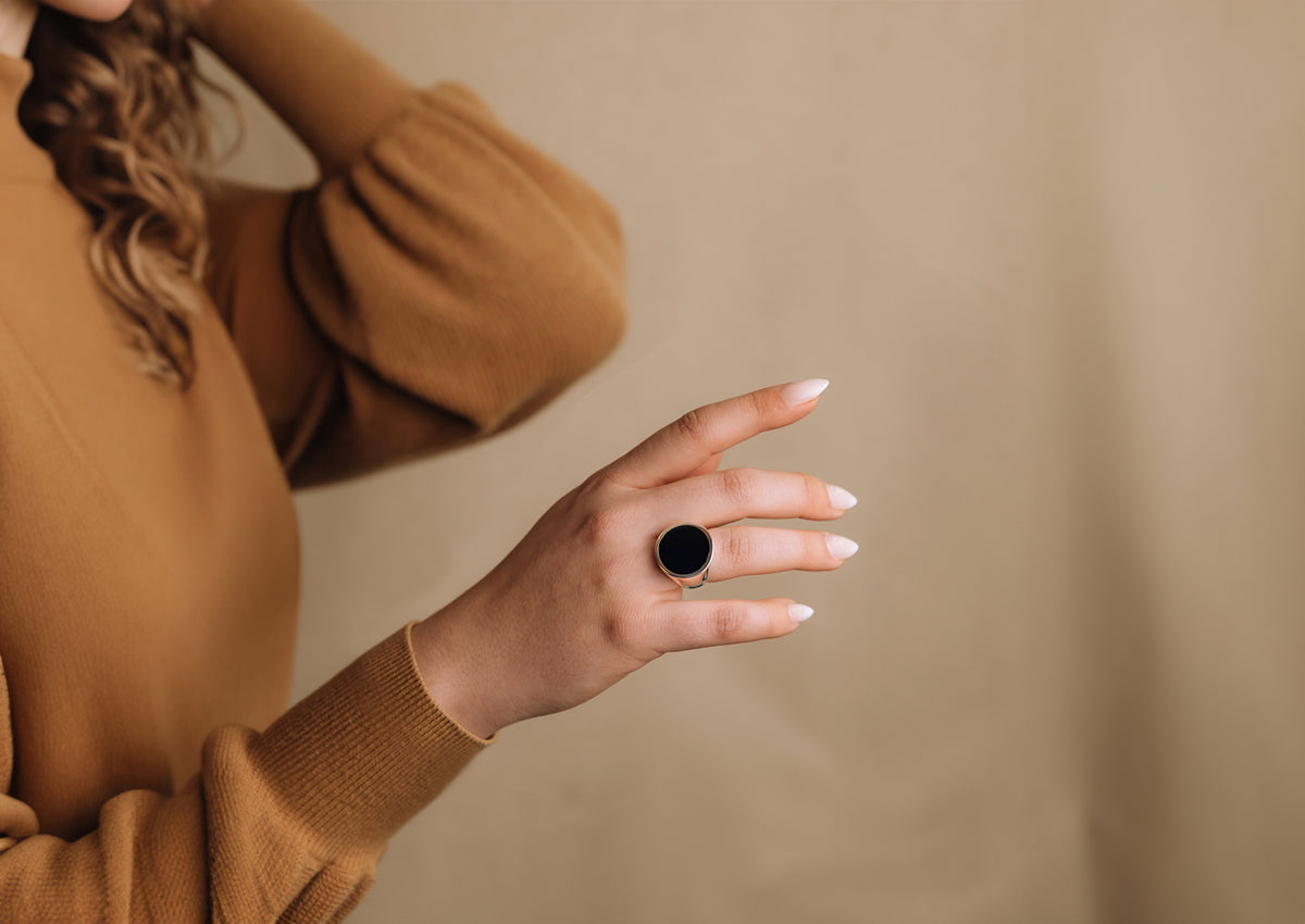 Round Resin Rings, Sterling Silver