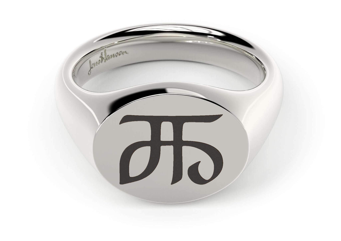 Landscape Signet Ring, White Gold & Platinum
