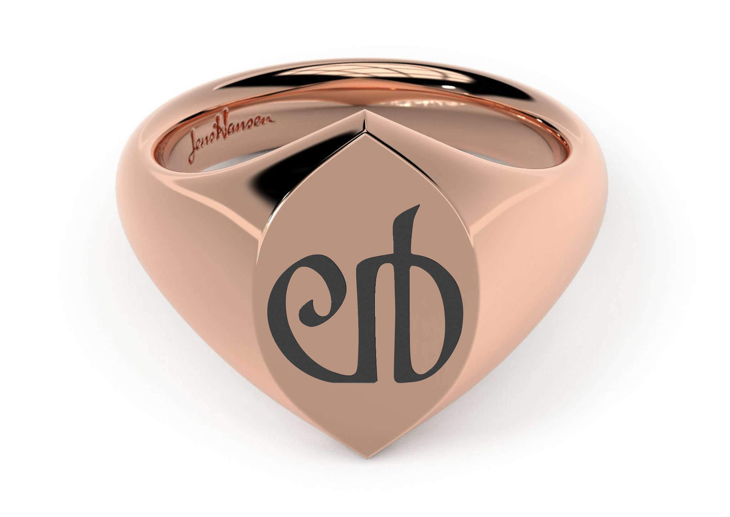 Navette Signet Ring, Red Gold