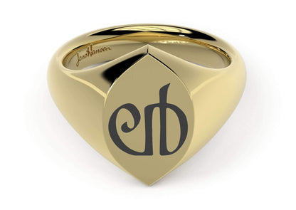 Navette Signet Ring, Yellow Gold