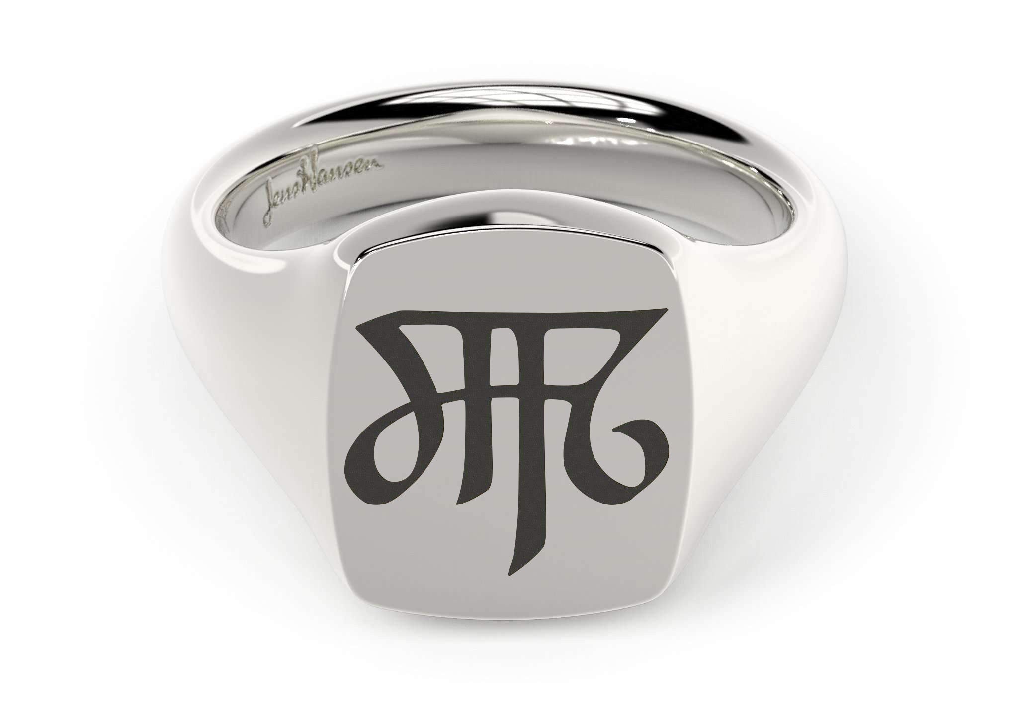 Quadrant Signet Ring, White Gold & Platinum – Jens Hansen