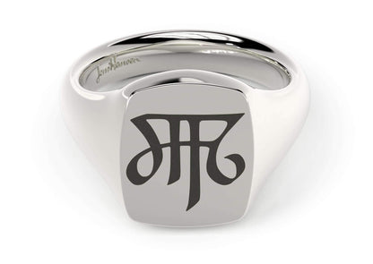 Quadrant Signet Ring, White Gold & Platinum
