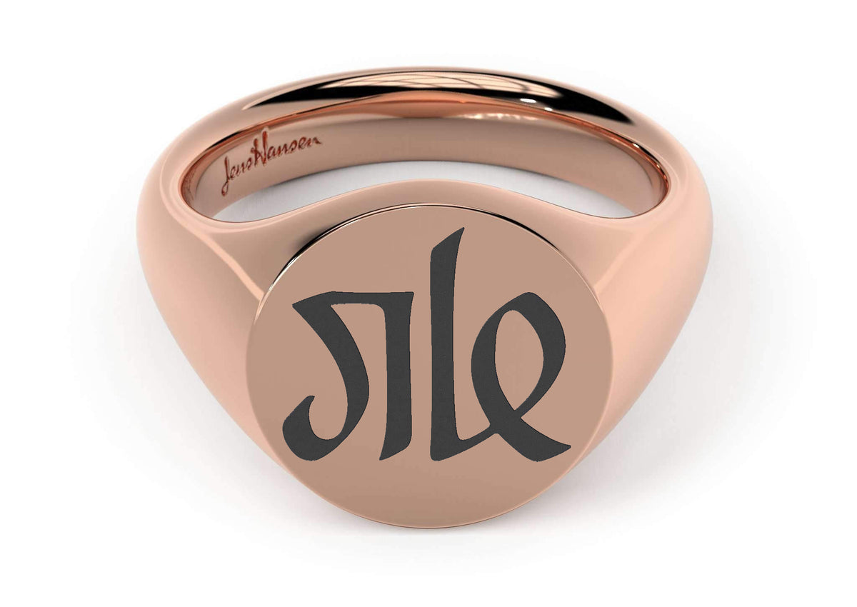 Round Signet Ring, Red Gold