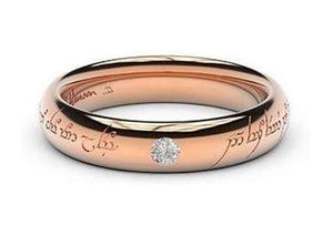 Sleek Elvish Engagement Ring, ~.06ct 14ct Red Gold