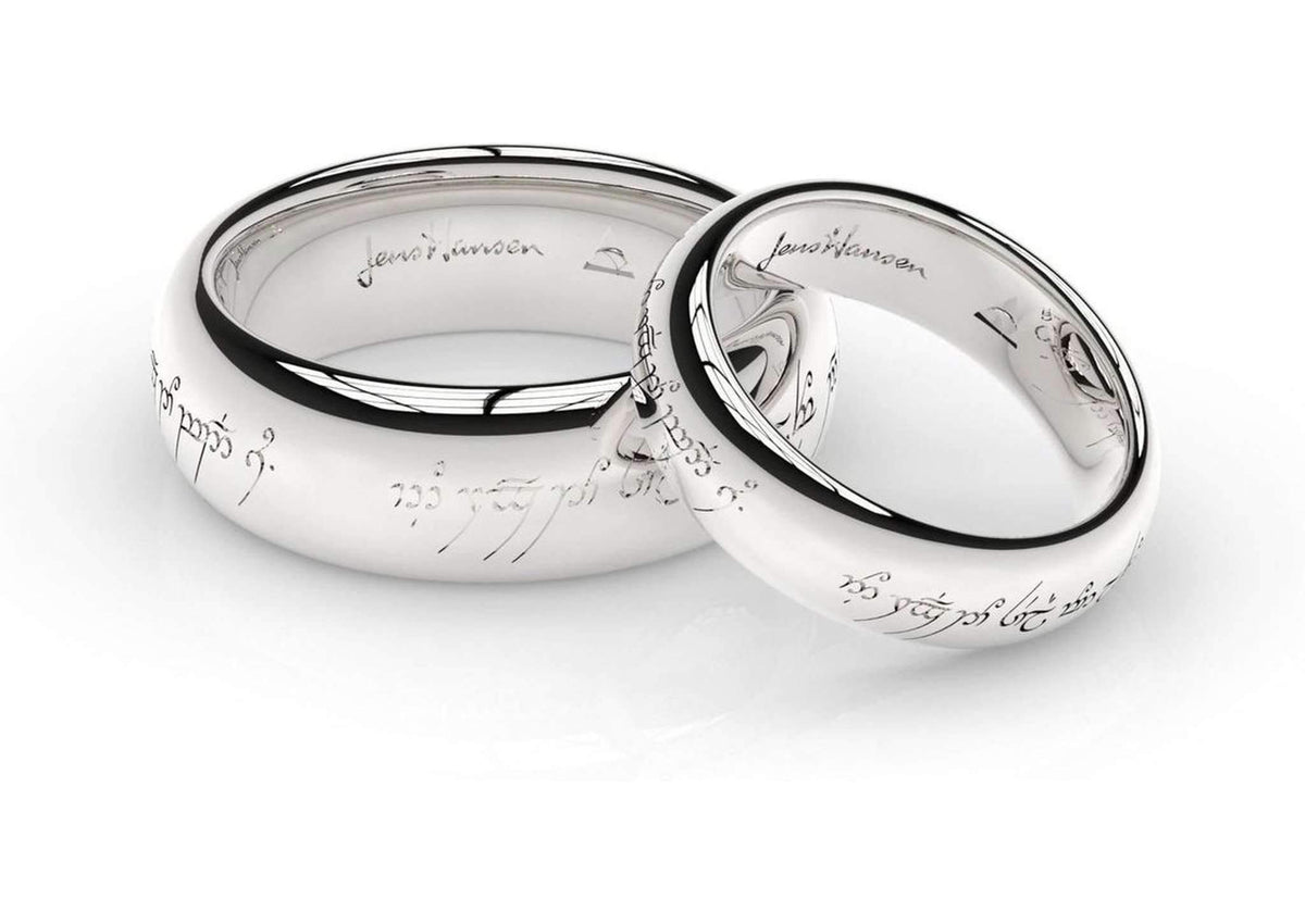 Elvish Love Ring Set in White Gold and Platinum