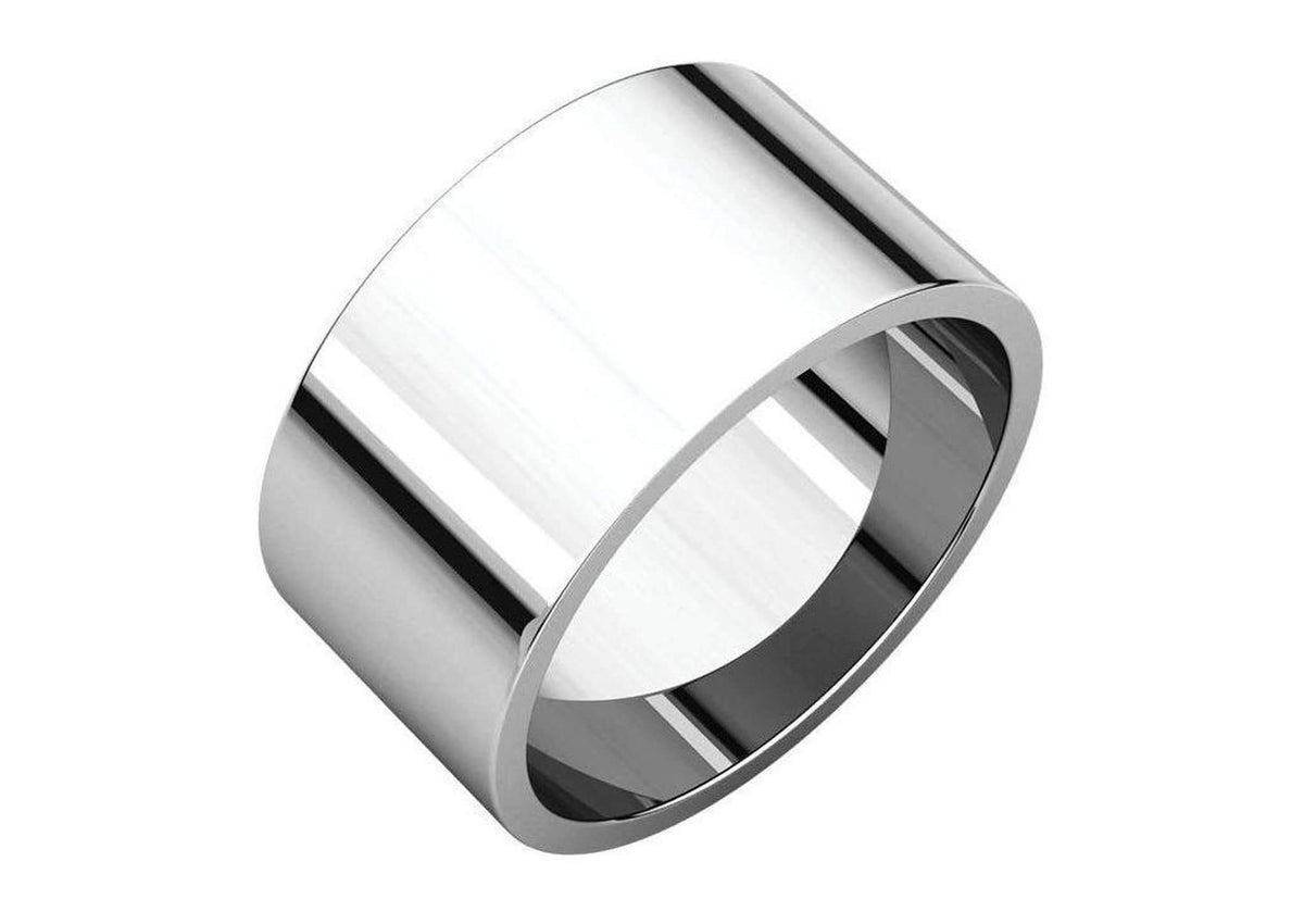 3-12mm Classic Flat Wedding Band. White Gold & Platinum