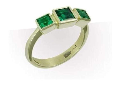 Personalised 3 Gemstone Ring, Yellow Gold