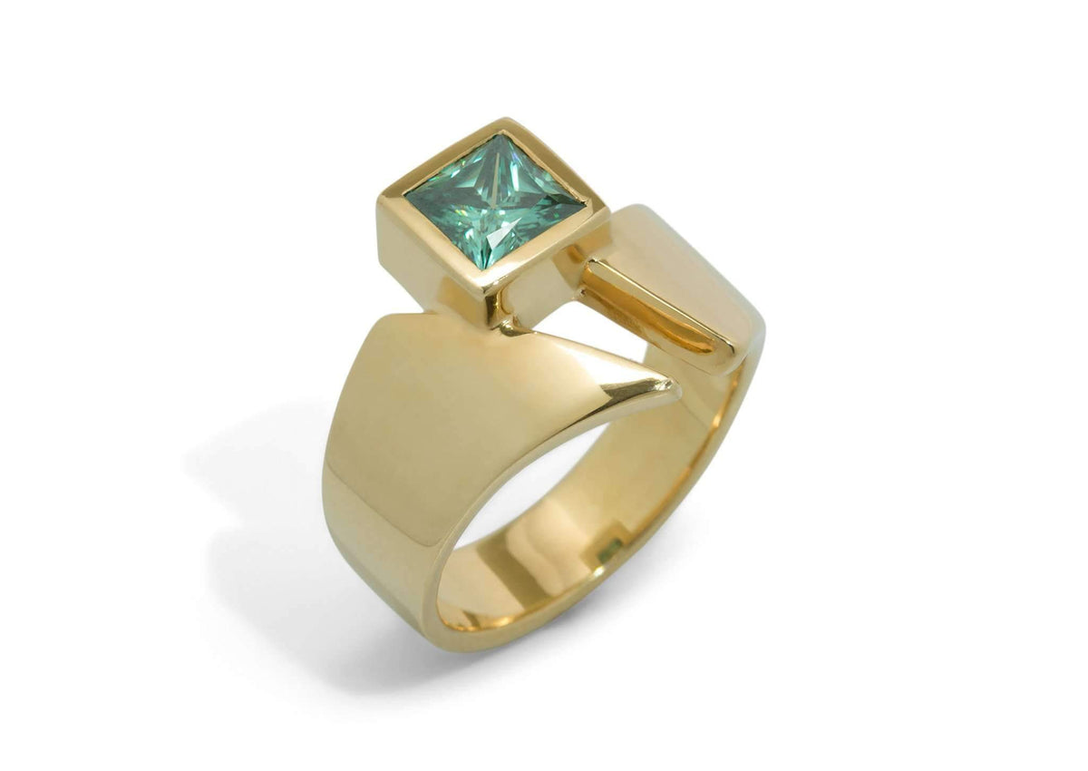 Classic Princess Cut Gemstone Ring, Yellow Gold