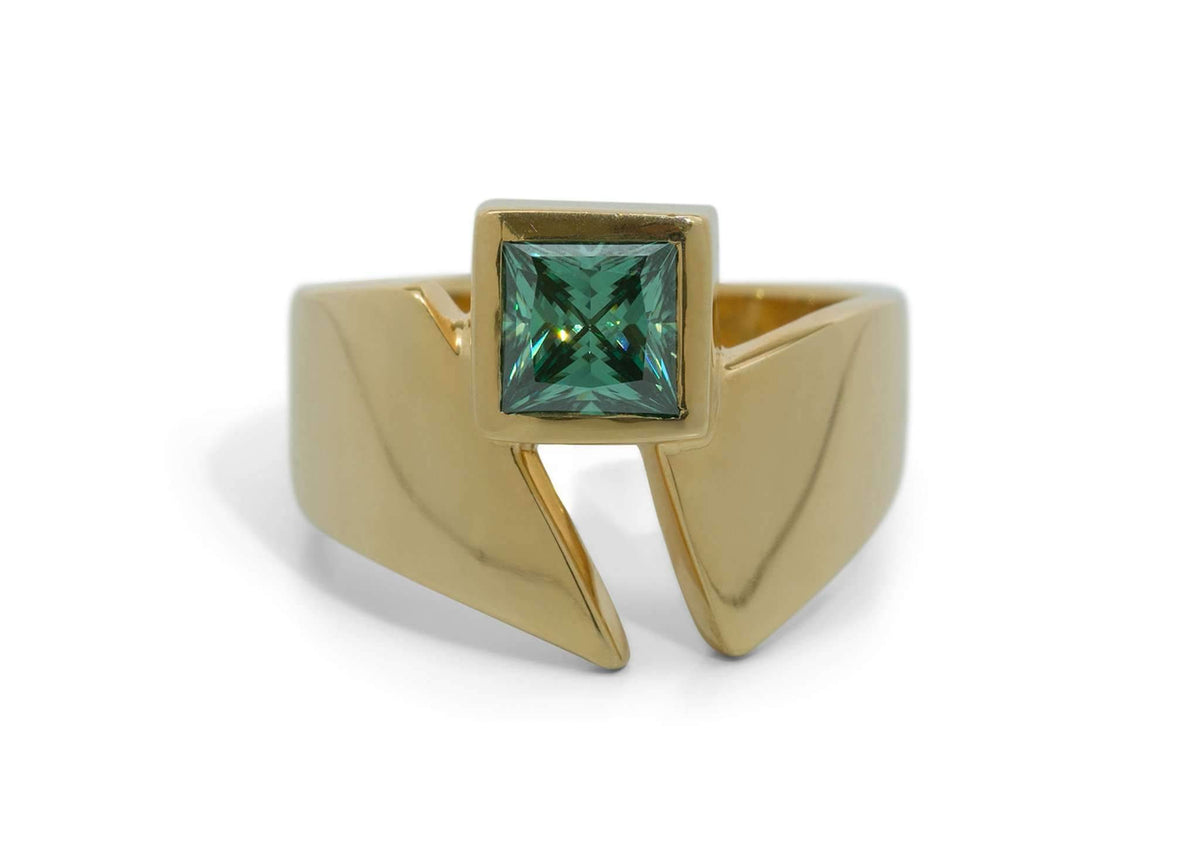 Classic Princess Cut Gemstone Ring, Yellow Gold