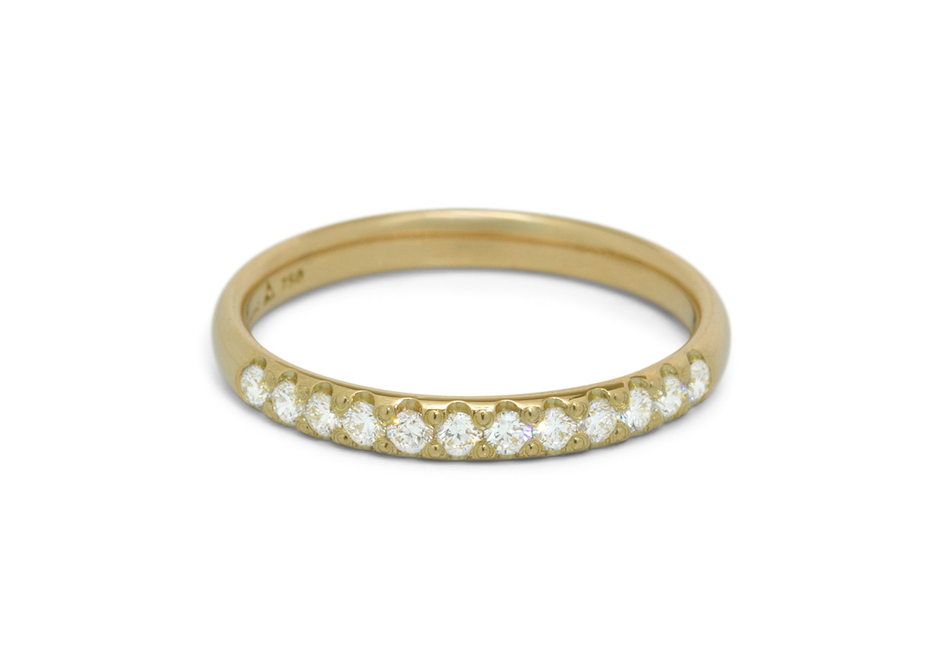 Pave Diamond Wedding Band, Yellow Gold