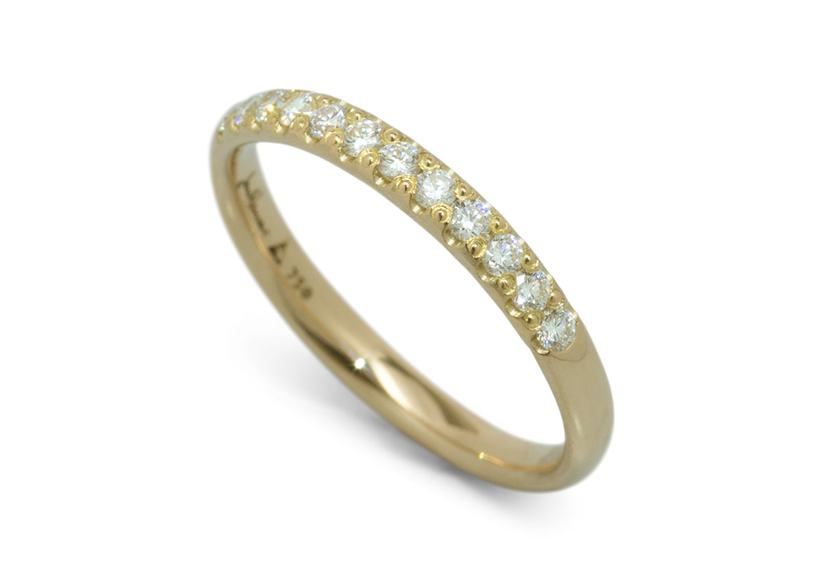 Pave Diamond Wedding Band, Yellow Gold